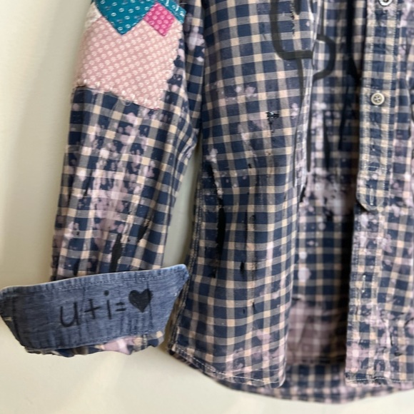 pre loved + remixed checkered button down by catchoo - Picture 3 of 4